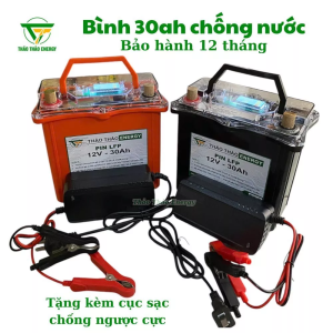 Bình 30ah chống nước (Bảo hành 12 tháng) - Có led báo pin - Kèm cục sạc chống ngược cực